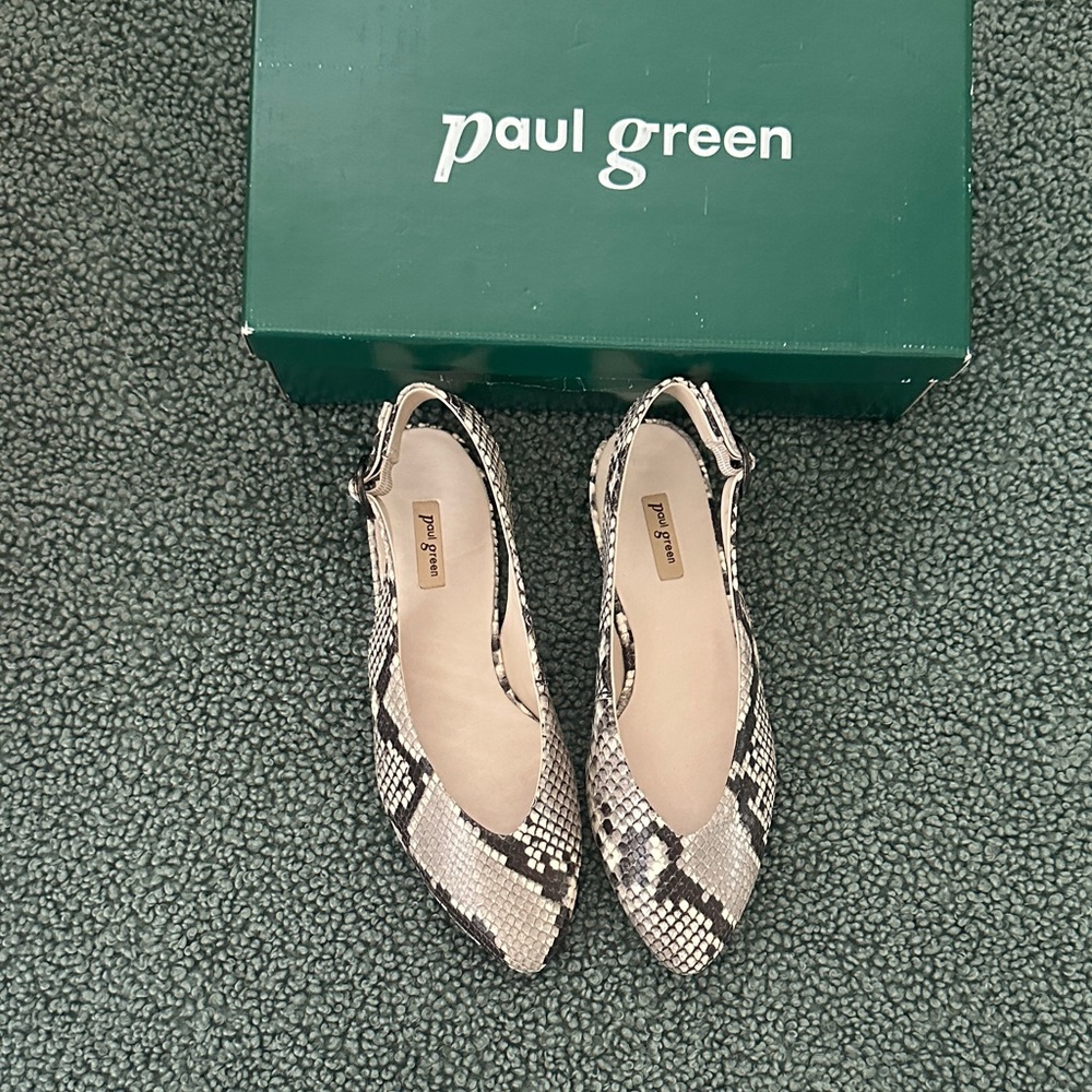Paul Green Snake Print Slingback Flats - Picture 2 of 9